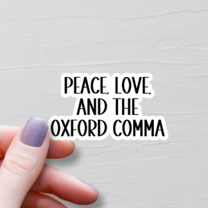 Sticker virgule Peace Love et Oxford, Stickers vinyles, Grammaire police, Stickers bouteilles d'eau, Stickers ordinateur portable, cadeaux pour enseignants - WS209