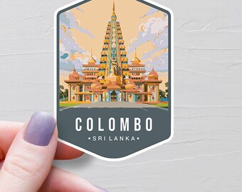 Colombo Sticker, Vinyl Travel Stickers, Sri Lanka Stickers, Asia & Middle East Stickers, Tourism Water Bottle Sticker, Laptop Decals - S825