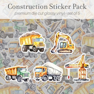 Lot de 5 autocollants Under Construction, vinyles autocollants, Stickers camions à benne basculante mignons, Stickers Digger, Stickers bouteilles d'eau, Stickers ordinateur portable