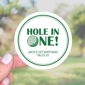 Stickers cadeaux pour fête d'anniversaire, 1er anniversaire de golf, maîtrise de sa première année, thème du golf pour le premier anniversaire, merci