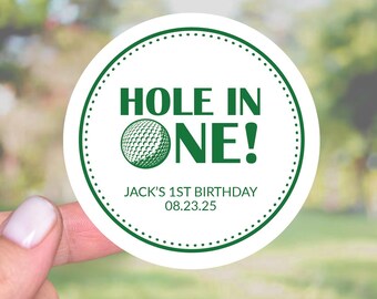 Stickers cadeaux pour fête d'anniversaire, 1er anniversaire de golf, maîtrise de sa première année, thème du golf pour le premier anniversaire, merci