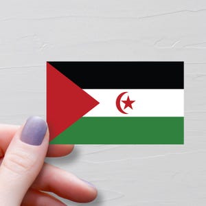 Western Sahara Flag Sticker, Vinyl Travel Stickers, Sahrawi Flag, World Flags, Water Bottle Sticker, Laptop Decals, Luggage Sticker - F282