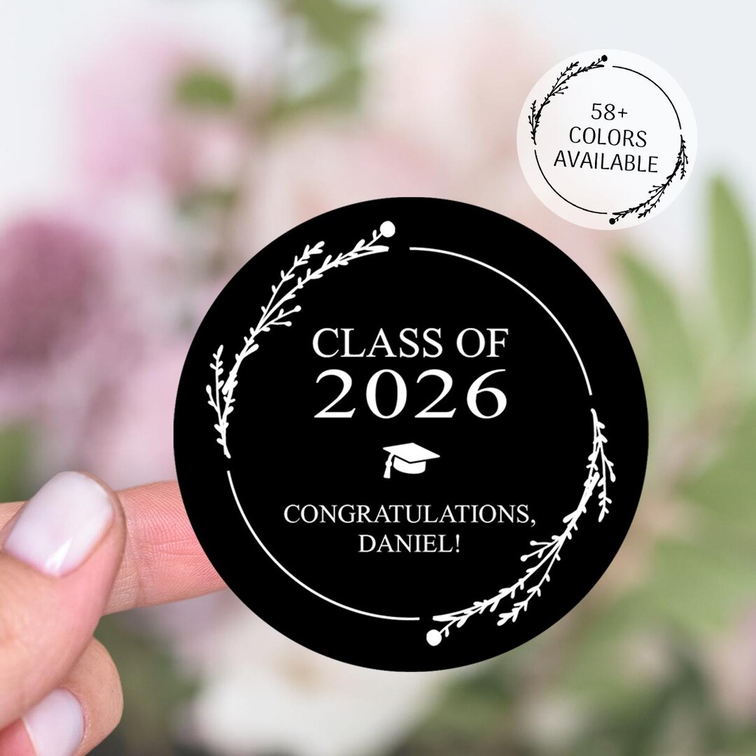 Round Graduation Stickers, Vinyl Graduation Party Favors Labels ...