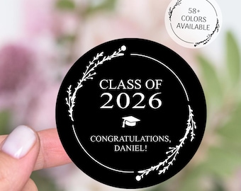 Round Graduation Stickers, Vinyl Graduation Party Favors Labels, Commencement Sticker, Grad 2026 Stickers, College Graduation Thank You