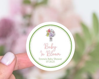 Baby In Bloom Baby Shower Favors Stickers, Wildflower Baby Shower Favors Labels, Girl Baby Shower Party Favors Thank You Labels