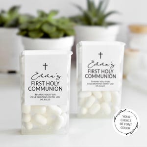 First Communion Favors Mint Labels, Personalized First Holy Communion Mint Favors, Boy or Girl Thank You Guest Gift Labels, Mint Stickers