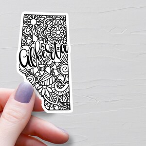 Alberta Sticker, Vinyl Travel Stickers, Mandala Art, Alberta Map Sticker, Province of Alberta, Canada Tourism, Water Bottle Stickers - S399
