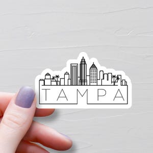 Sticker Tampa, autocollants en vinyle, autocollants de voyage, horizon de la ville de Tampa, autocollant Floride, autocollants bouteilles d'eau, autocollant États-Unis - S1022