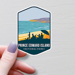 Autocollant parc national de l'Île-du-Prince-Édouard, autocollants de voyage en vinyle, autocollants province Î.-P.-É., cadeaux tourisme Canada, autocollants bouteilles d'eau - S709