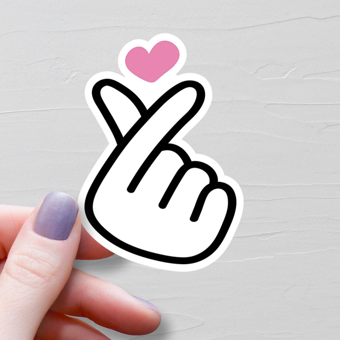 Finger Heart Sticker, Vinyl Kpop Stickers, Laptop Water Bottle