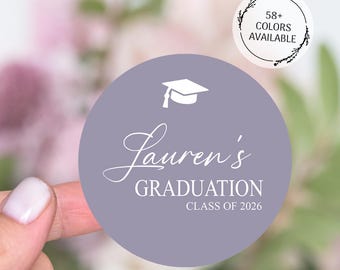 Graduation Party Favors Labels, Round Graduation Stickers, Vinyl Commencement Sticker, Grad 2026 Stickers, College Graduation Thank You
