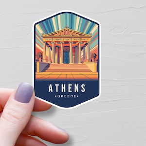Sticker Athènes, stickers voyage en vinyle, Sticker Athènes Grèce, pays européen, Sticker bouteille d'eau Europe, stickers ordinateur portable - S759