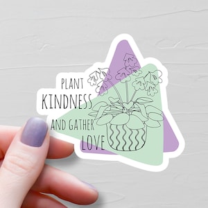 Sticker Amour et générosité des plantes, Sticker bouteille d'eau en vinyle, Stickers esthétiques pour ordinateur portable, Cadeau pour les amoureux des plantes, Cadeau pour les femmes - S205