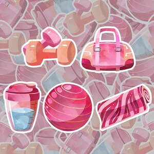 Rosa Workout-Aufkleber, 5er-Pack, Vinyl-Aufkleber, Fitnessstudio-Aufkleber, Wasserflaschen-Aufkleber, Übungsaufkleber, Fitness-Aufkleber, Fitnessstudio-Aufkleber Bild 6