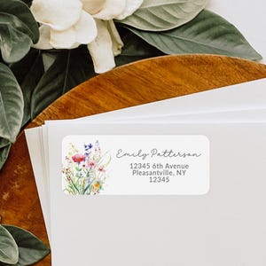 Personalized Return Address Labels, Wild Flower Floral Envelope Stickers, Personalized Address Labels, Custom Return Address Stickers