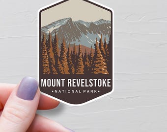 Pegatina del Parque Nacional Monte Revelstoke, Pegatina de vinilo para viajes, Pegatinas de Columbia Británica, Turismo en BC, Canadá, Pegatinas para botellas de agua - S703