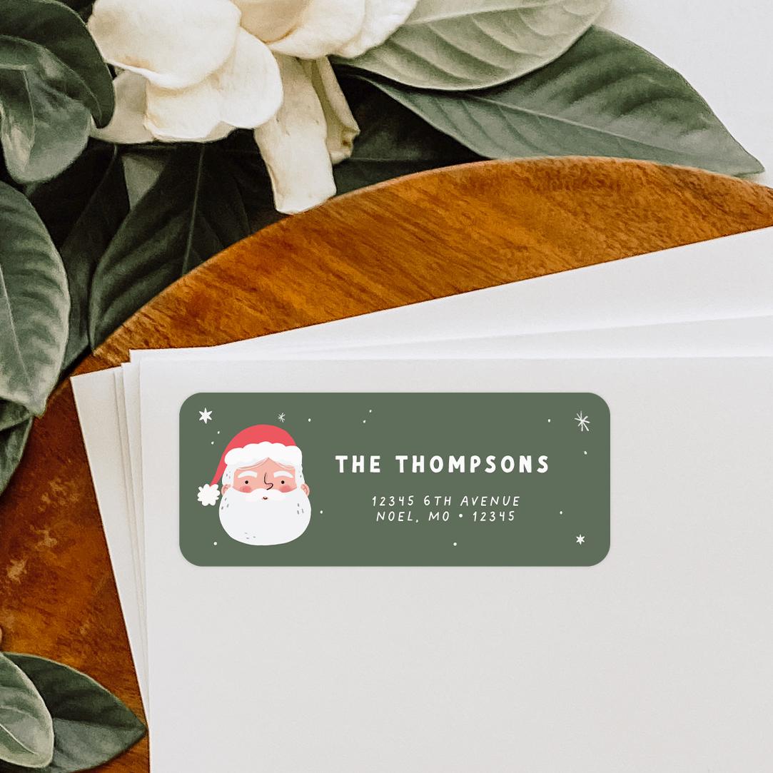 Personalized Christmas Address Labels, Traditional Santa Claus Holiday Envelope Stickers, Custom Return Address Labels - CA61