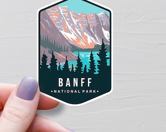 Banff National Park Sticker, Vinyl Travel Stickers, Province of Alberta Stickers, Canada Tourism Gifts, Water Bottle Stickers - S682