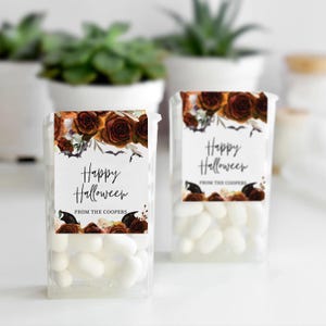 Étiquettes menthe joyeux Halloween, Étiquettes cadeaux gothiques Halloween pour bonbon, Stickers effrayants de remerciement, Stickers cadeaux d'Halloween à la menthe