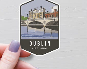 Pegatina de Dublín, Irlanda, vinilo para viaje, pegatina de Dublín, país europeo, pegatina para botella de agua de Europa, pegatinas para portátil - S763