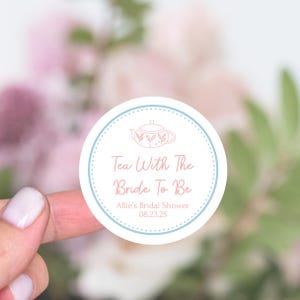 Etiquettes pour cadeaux nuptiales, thé avec la future mariée, goûter, autocollants de remerciement pour la douche nuptiale, douche de mariage vintage Tea Party