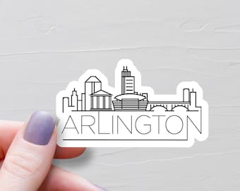 Arlington Sticker, Vinyl Stickers, City Skyline Travel Stickers, Texas Sticker, Texas Decal, Water Bottle Stickers, Texas Tourism - S883