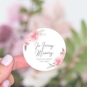 Autocollants À la mémoire d'un homme, Étiquettes pour cadeaux funèbres, Rose florale, Souvenir de funérailles, Stickers cadeaux funéraires