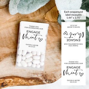 Mint Engagement Party Favors Labels, Vinyl EngageMint Stickers, Custom Mint Favors Stickers, Personalized Mint Engagement Favors Sticker 画像 2