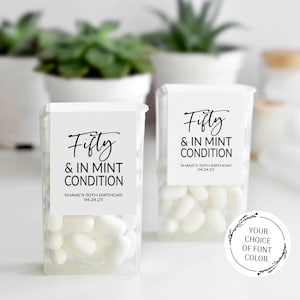 50th Birthday Party Favor Mint Labels, Fifty & In Mint Condition Stickers, Mint Favors Stickers, Personalized Mint Birthday Favors Sticker