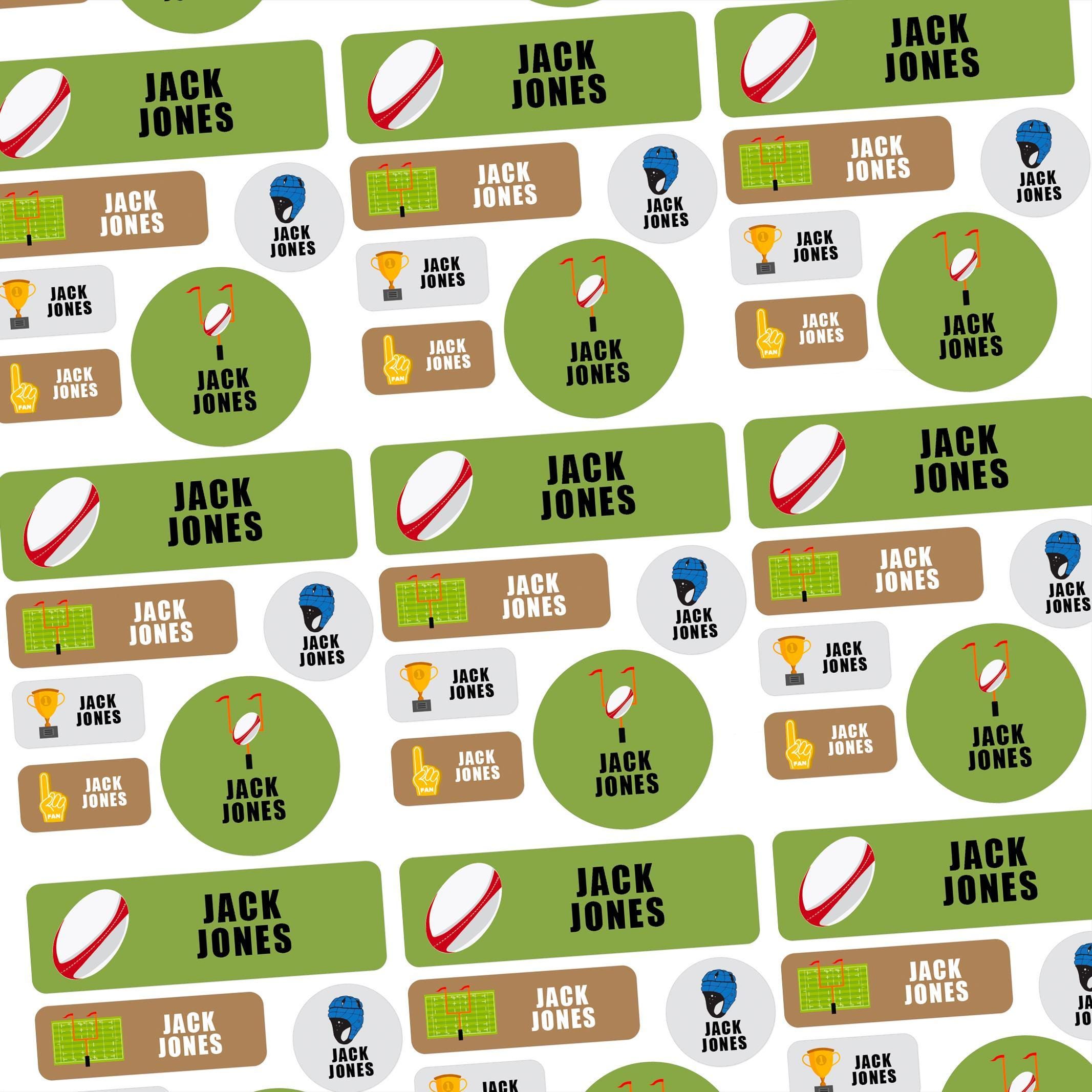 School Labels Rugby Custom Rugby Name Stickers for Kids Teens Adults Waterproof Labels for ...