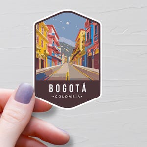 Sticker Bogota, Stickers voyage en vinyle, Stickers Capitale de la Colombie, Sticker bouteille d'eau vacances, Sticker pour ordinateur portable, Stickers bagages - S847