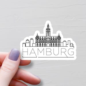 Hamburg Sticker, Vinyl Travel Stickers, Germany Stickers, City Skyline, European Country, Europe Water Bottle Sticker, Laptop Decals - S935