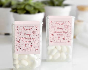 Valentines Mint Labels, Hand Drawn Coquette Valentines Day Gift, Class Valentines Gift, Valentine's Day Party Favors, School Valentines