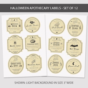 Gothic apothecary label set for Halloween decor