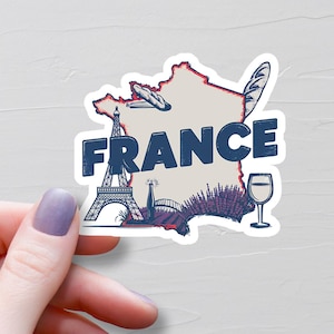 Sticker pays de France, Stickers vinyle, Stickers voyage France, Sticker carte de France, Sticker valise, Stickers bouteille d'eau - S379