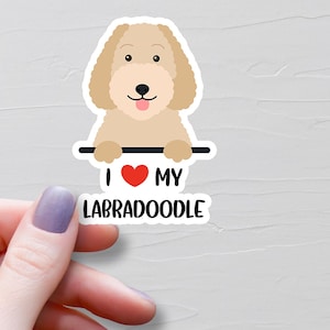 Sticker I Heart My Labradoodle, Stickers vinyles, Cadeaux Labradoodle, Cadeaux Labradoodle pour les amoureux, Stickers ordinateur portable, Stickers bouteilles d'eau - S420
