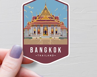 Bangkok Sticker, Vinyl Travel Stickers, Thailand Stickers, Asia & Middle East, World Countries, Water Bottle Sticker, Laptop Decal, S829