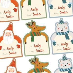Gepersonaliseerde kerstcadeaulabels Aangepaste kerststickers van kerstmanlabels Cadeaulabels voor de feestdagen voor het inpakken van cadeaus en kerstcadeaus