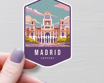 Madrid Sticker, Vinyl Travel Stickers, Spain Stickers, European Country, Water Bottle Sticker, Laptop Decals, Luggage Stickers - S785