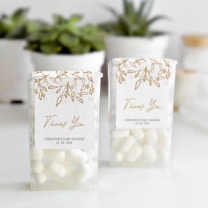 Étiquettes à la menthe pour baby shower, étiquettes de faveur de baby shower de Noël modernes à la feuille d'or à la menthe, nouvel an, cadeau de remerciement pour baby shower de décembre