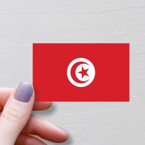 Tunisia Flag Sticker, Vinyl Travel Stickers, Tunisian Flag, World Flags, Water Bottle Sticker, Laptop Decals, Luggage Sticker - F260