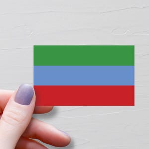 Sticker drapeau du Daghestan, Stickers de voyage en vinyle, Drapeaux du monde du Daghestan, Sticker bouteille d'eau souvenir, Stickers ordinateur portable, Sticker bagage - F72