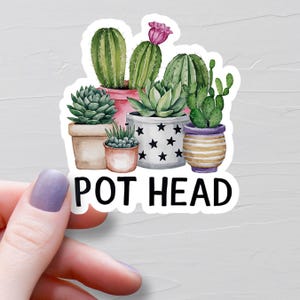 Plant Pot Head Sticker, Vinyl Stickers, Water Bottle Sticker, Succulent Stickers, Funny Stickers, Laptop Stickers, Plant Lover Gift - S485