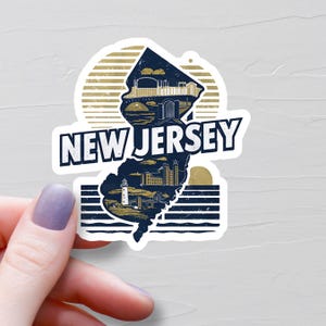 New Jersey Sticker, Vinyl Stickers, Travel Stickers, New Jersey Map Sticker, New Jersey State Decal, Water Bottle Stickers - S458