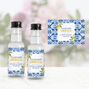 Limoncello Labels, Mini Liquor Bottle Labels, Homemade Limoncello Party Favors, Lemon Theme, Italian Wedding Favors Label, Limoncello Favors
