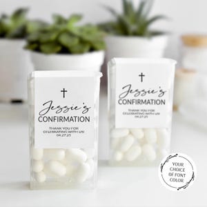 Bonbons de confirmation neufs, Bonbons de confirmation personnalisés neufs, Étiquettes cadeaux de remerciement pour invités, Confirmation garçon fille, Stickers neuf