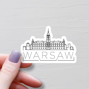 Sticker Varsovie, stickers de voyage en vinyle, Sticker Pologne, pays européen, Sticker bouteille d'eau, stickers pour ordinateur portable, cadeau souvenir - S1032