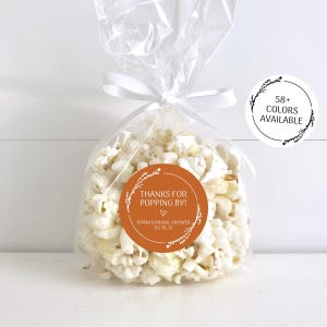 Stickers nuptiales de pop-corn, Stickers de remerciement pour shower de mariage, Stickers nuptiales pour cadeaux de pop-corn