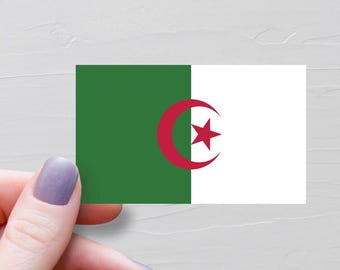 Algerian Flag Sticker, Vinyl Travel Stickers, Flag Of Algeria Sticker, Water Bottle Sticker, Laptop Decals, Luggage Sticker - F8
