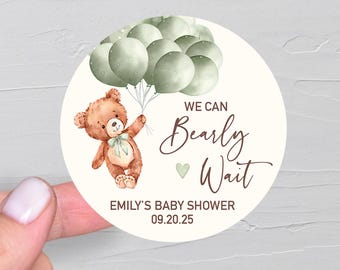 Teddy Bear Baby Shower Favors Labels, We Can Bearly Wait Baby Shower, Bear Thank You Stickers, Gender Neutral Baby Shower, Bear Theme Shower